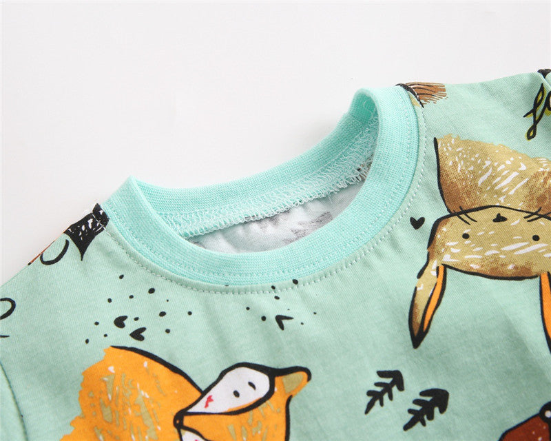 Cartoon Short-sleeved T-shirt Shorts Korean Children's Clothing