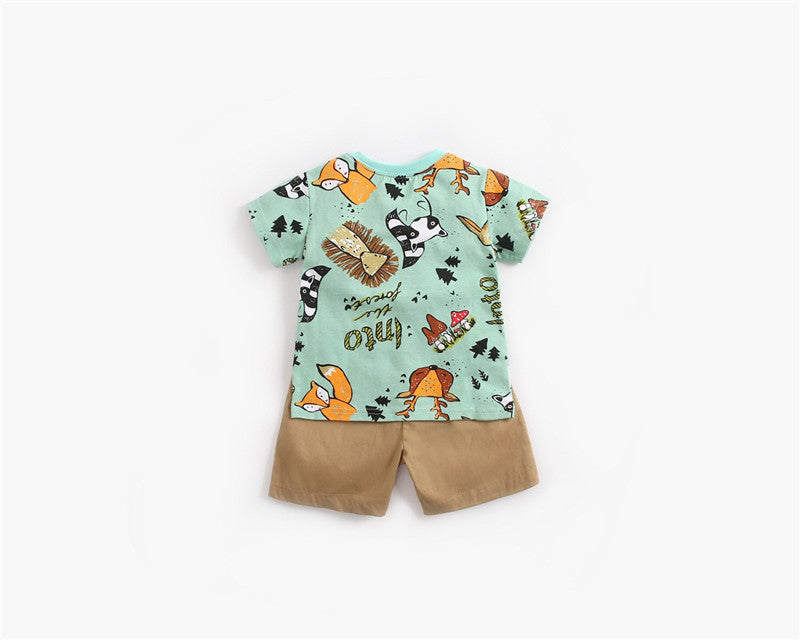 Cartoon Short-sleeved T-shirt Shorts Korean Children's Clothing