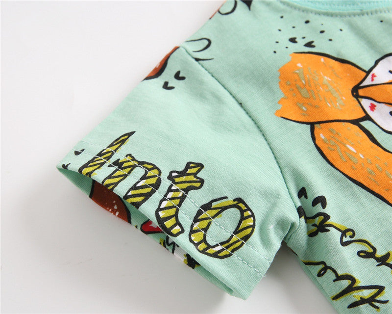 Cartoon Short-sleeved T-shirt Shorts Korean Children's Clothing